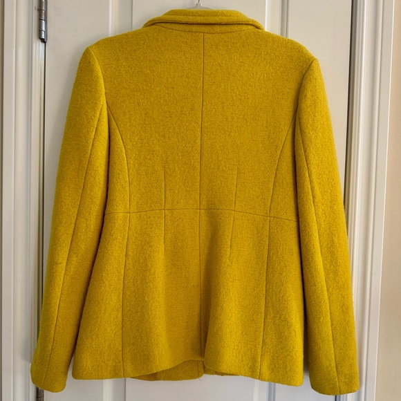 Lands' End Bold Yellow Wool Blend Jacket Pea Coat 6 Classic Y2K Preppy Dopamine - Picture 2 of 6